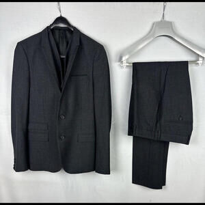 The Kooples Fitted Three Piece Suit Wool Grey Size 46 EU, 36 US, 32 W